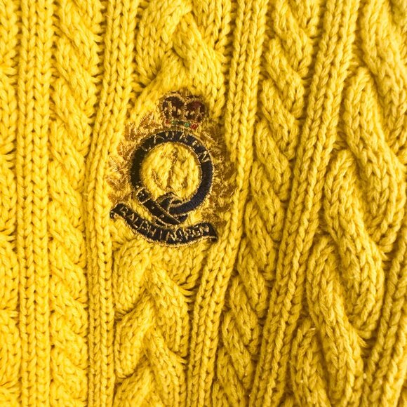 Vintage Lauren Ralph Lauren Yellow Crest Embroidery Classic Preppy Pullover PM - Picture 3 of 7